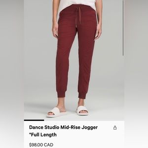 Lululemon Dance Studio Burgundy Jogger Pants